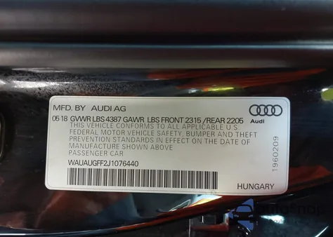 2018 Audi A3 2.0T Premium/2.0T Tech Premium from USA, damaged, VIN WAUAUGFF2J1076440